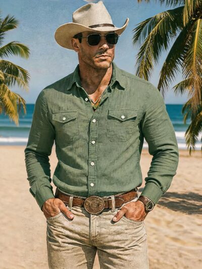 Mens Fashionable Loose-Fit Lapel Shirt For Summer