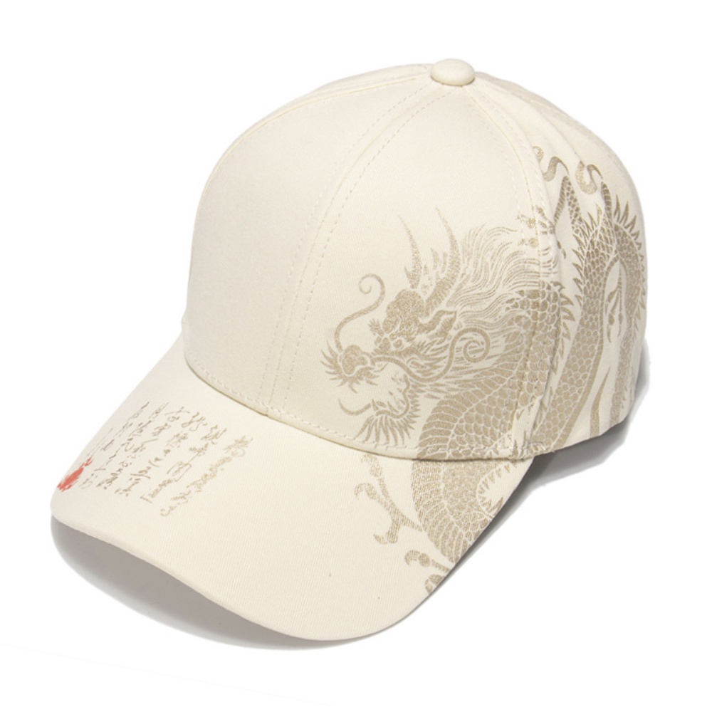 Men's And Women's Matching Dragon Pattern Embroidered Gold Lettering Printed Street Style Baseball Cap, Suitable For Outdoor Outings, Photography And Daily Use - Image 4