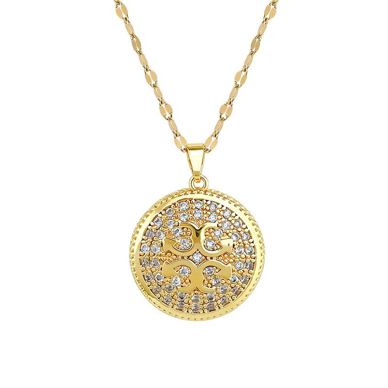 Womens Round-Pattern Zircon Full-Diamond Necklace - Image 2