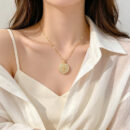 Womens Round-Pattern Zircon Full-Diamond Necklace