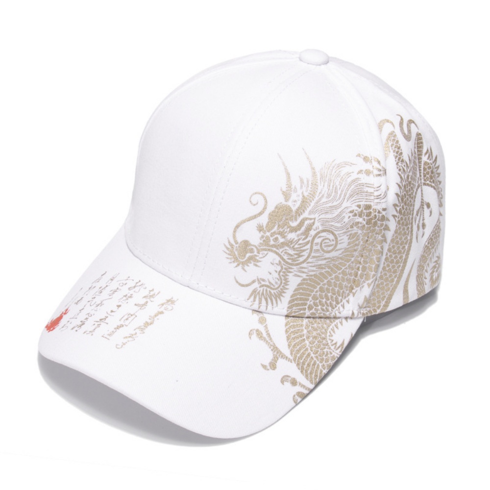 Men's And Women's Matching Dragon Pattern Embroidered Gold Lettering Printed Street Style Baseball Cap, Suitable For Outdoor Outings, Photography And Daily Use - Image 2