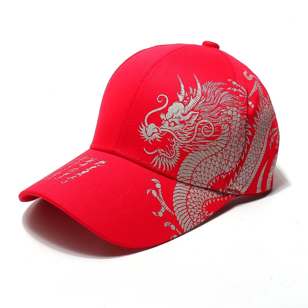 Men's And Women's Matching Dragon Pattern Embroidered Gold Lettering Printed Street Style Baseball Cap, Suitable For Outdoor Outings, Photography And Daily Use - Image 3