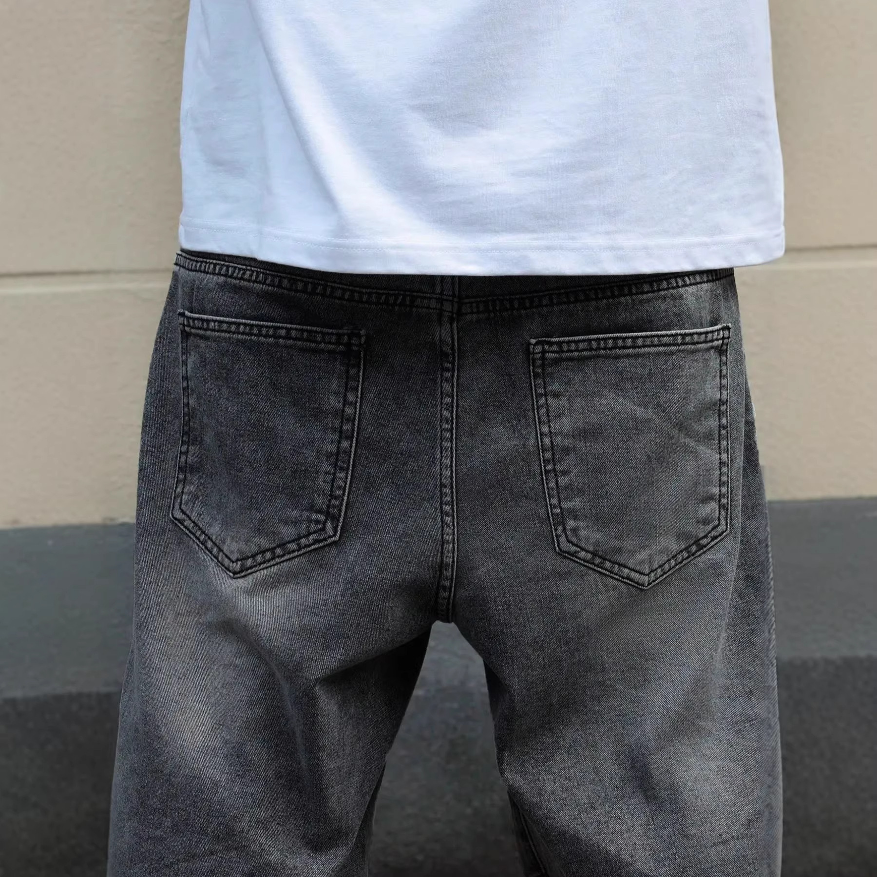 Mens Denim Shorts Straight-leg Relaxed Fit Versatile Korean Style - Image 4