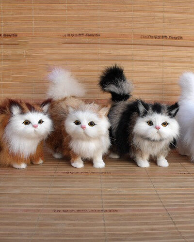 Creative Mini Simulation Plush Soft Cat Toys Decoration Sounding Electric Cute Cat Doll For Children Gifts Home Decorations