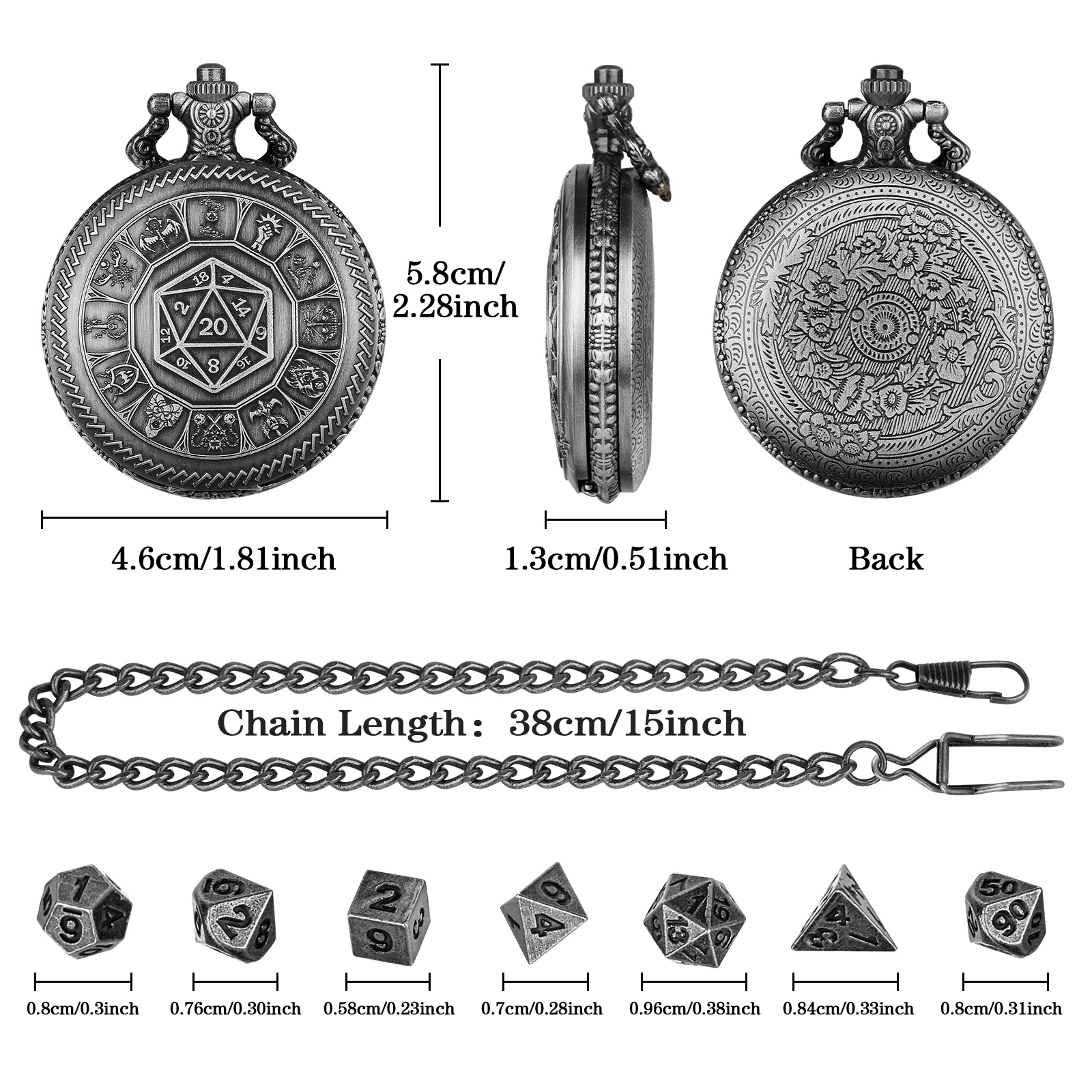 Creative Retro Metal Center Dice Set, Steampunk Pocket Case, Equipped With 7 Mini DND Game Polyhedral Metal Dice, Enhancing RPG Gaming Experience, Providing Collectible Gifts For Board Game Players - Image 5