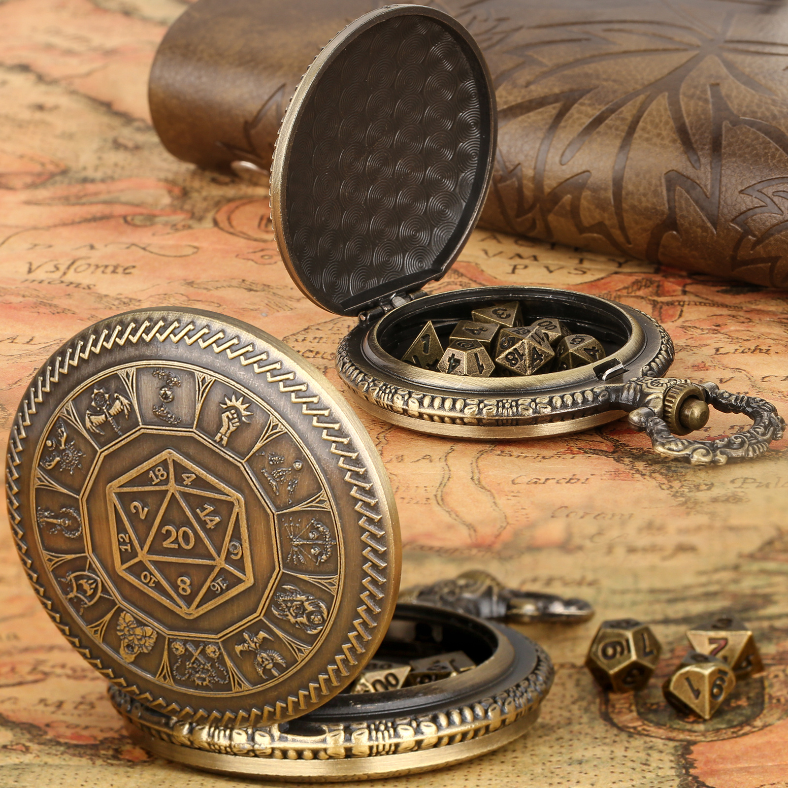 Creative Retro Metal Center Dice Set, Steampunk Pocket Case, Equipped With 7 Mini DND Game Polyhedral Metal Dice, Enhancing RPG Gaming Experience, Providing Collectible Gifts For Board Game Players - Image 7