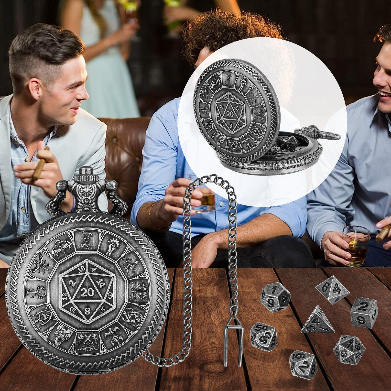 Creative Retro Metal Center Dice Set, Steampunk Pocket Case, Equipped With 7 Mini DND Game Polyhedral Metal Dice, Enhancing RPG Gaming Experience, Providing Collectible Gifts For Board Game Players - Image 10