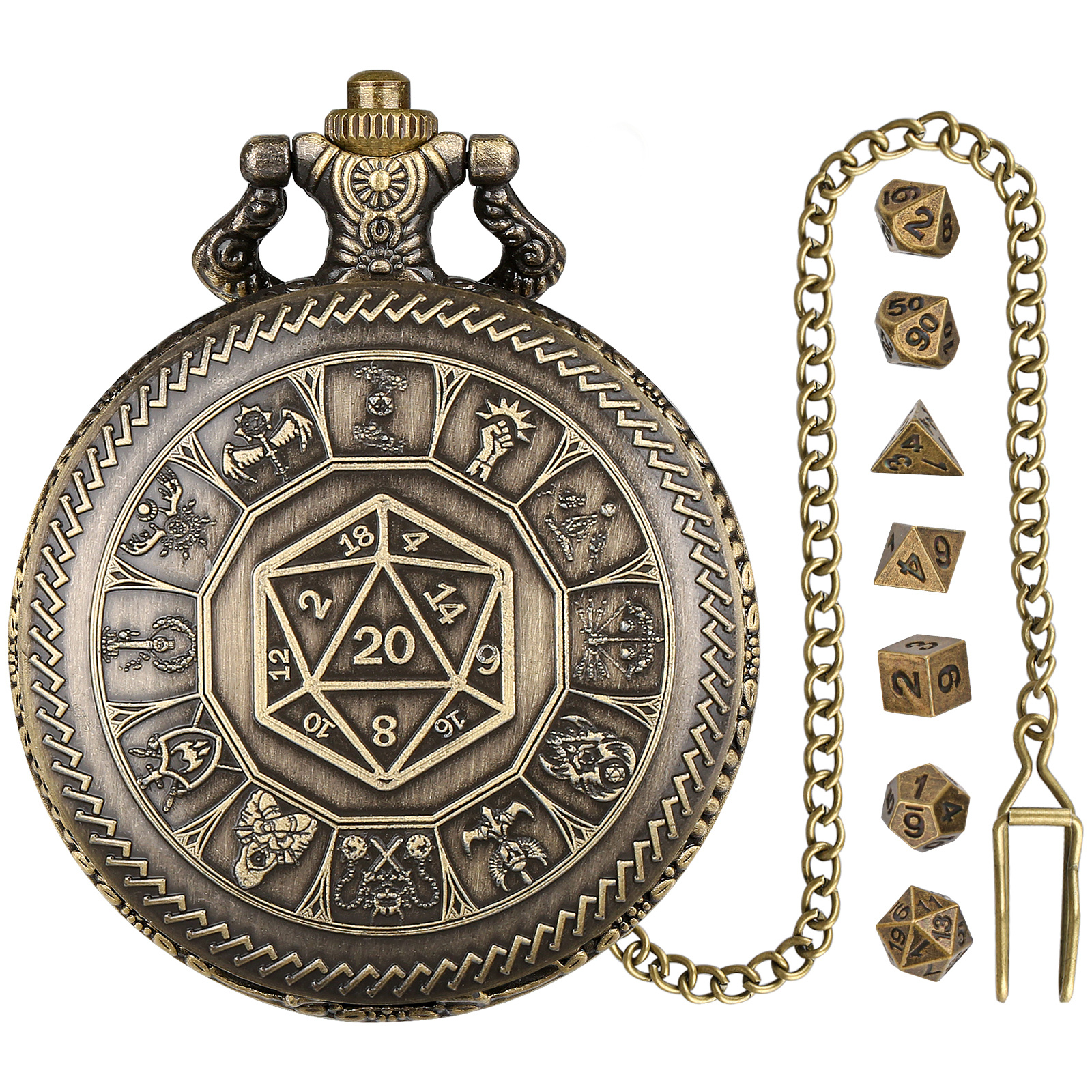Creative Retro Metal Center Dice Set, Steampunk Pocket Case, Equipped With 7 Mini DND Game Polyhedral Metal Dice, Enhancing RPG Gaming Experience, Providing Collectible Gifts For Board Game Players - Image 4