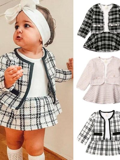 Long-sleeved Dresses Two-piece Children's Baby Small Incense Wind Suit