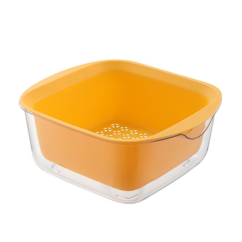 New Double Deck Drain Basket Household Storage With Cover Kitchen Tools Gadgets - Image 3