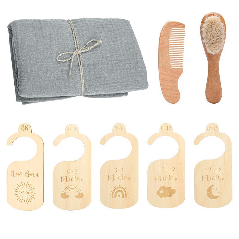 Baby Born Gift Set Wool Brush Baby Skin-friendly Bath Towel Baby One Month Old One Hundred Days Gift Box - Image 9