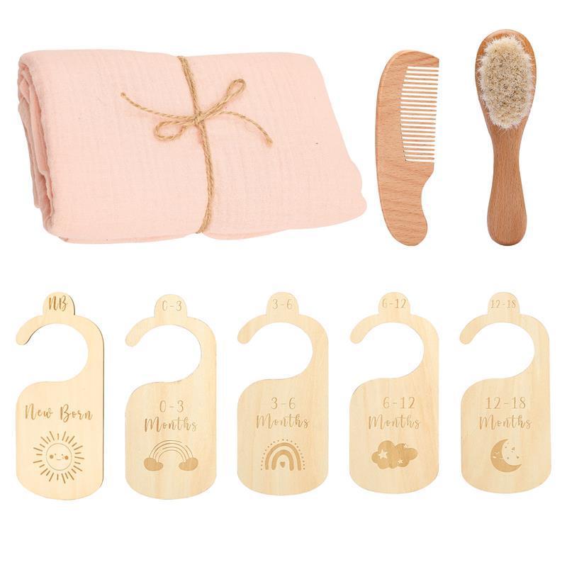 Baby Born Gift Set Wool Brush Baby Skin-friendly Bath Towel Baby One Month Old One Hundred Days Gift Box - Image 6