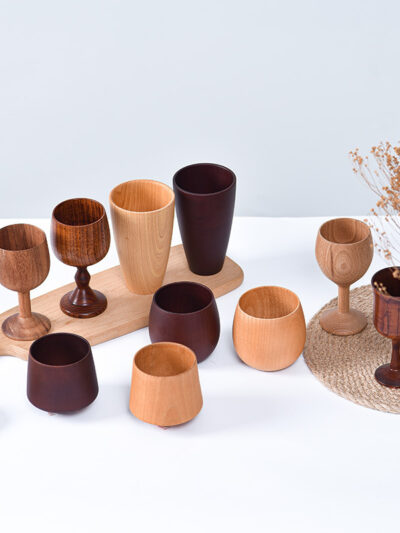 Eco-friendly Anti-scald Wooden Tea Cup Goblet