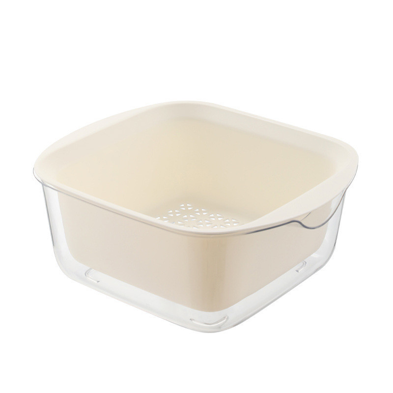 New Double Deck Drain Basket Household Storage With Cover Kitchen Tools Gadgets - Image 9