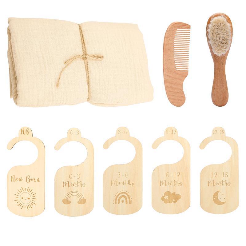 Baby Born Gift Set Wool Brush Baby Skin-friendly Bath Towel Baby One Month Old One Hundred Days Gift Box - Image 7